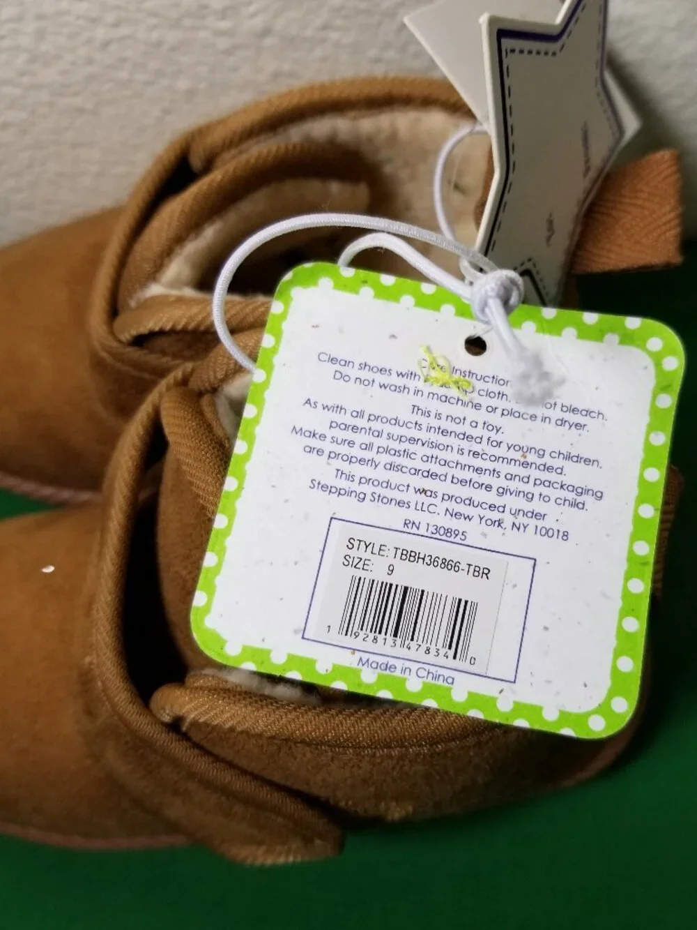 First Steps Brown Fleece Lined Boots Toddler Size 9 Winter Warm Cozy NWT